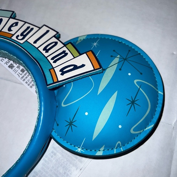 Disneyland Marquee Mickey Mouse Ears Headband Blue Yellow One Size NWT - Picture 3 of 7